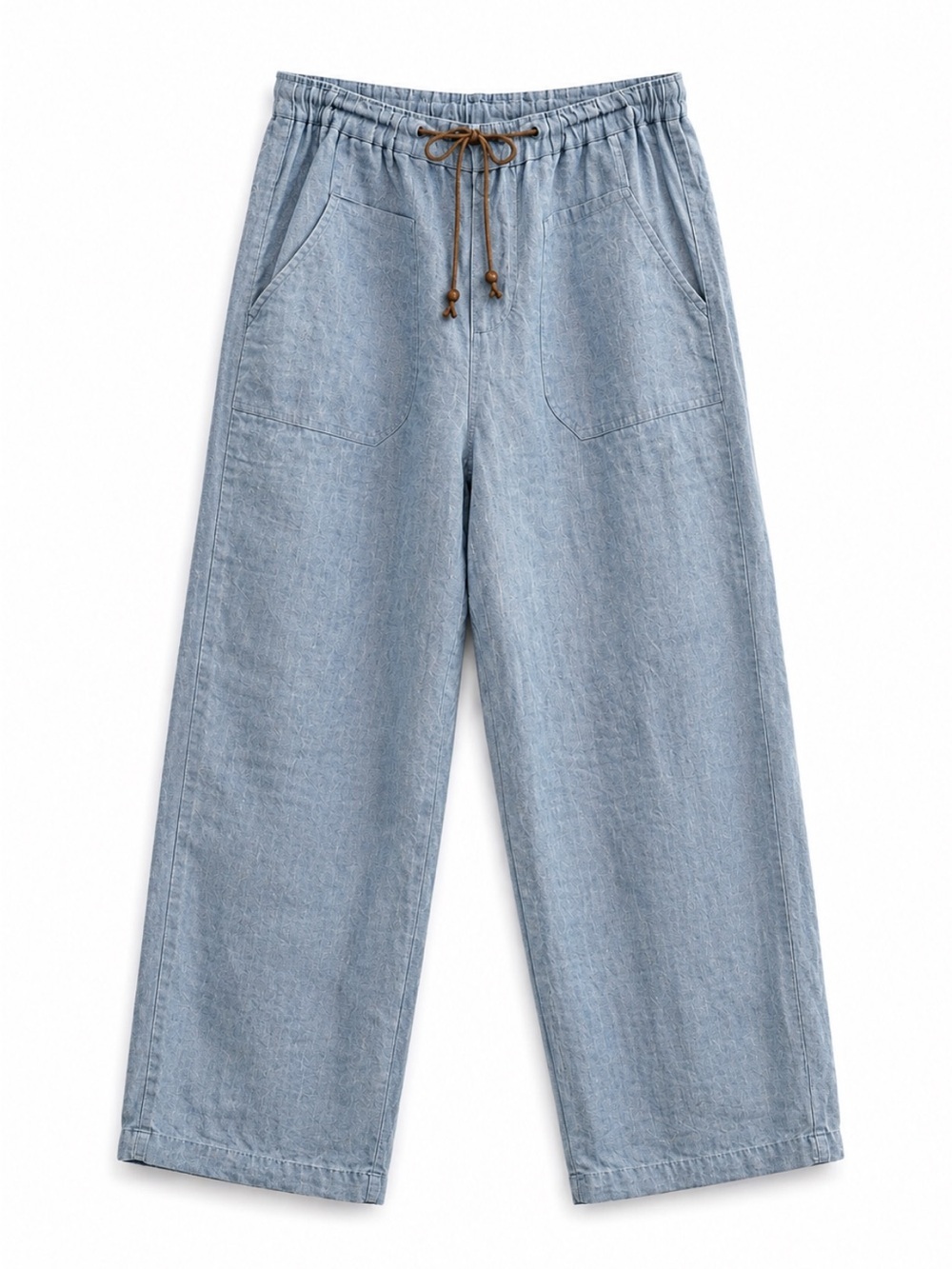 Cotton World 100% Linen Chambray Blue Pant With Belt Size Medium EUC!